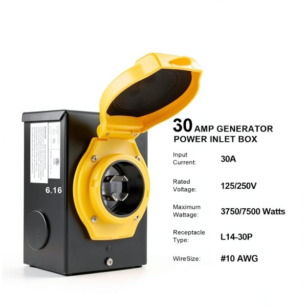 TECSPACE Outdoor Generator Power Inlet Box 30 Amp Metal-1