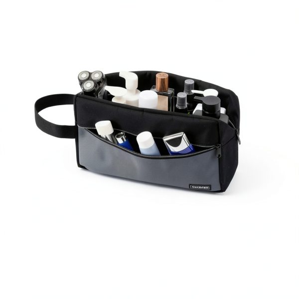 Carbrea Toiletry Bag for Men Large Black Polyester Travel Case-4