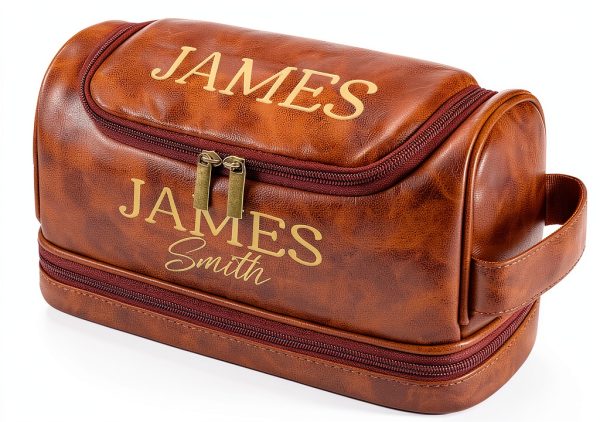 Sparklove Men's PU Leather Toiletry Bag TB02 Triple‑Layer Waterproof-0