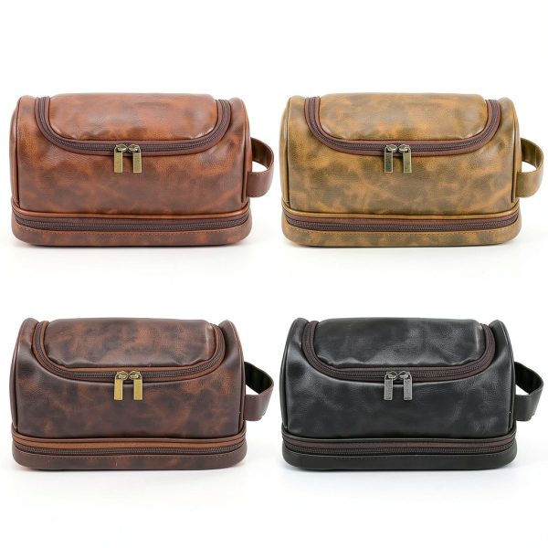 TYTL Leather Toiletry Bag Dual‑Side Laser Engraved Waterproof PU-7