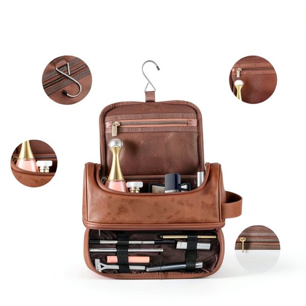 TYTL Leather Toiletry Bag Dual‑Side Laser Engraved Waterproof PU-3