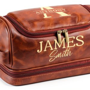 TYTL Leather Toiletry Bag Dual‑Side Laser Engraved Waterproof PU-0