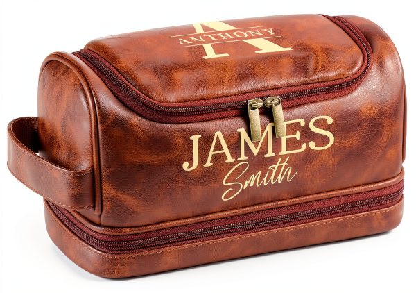 TYTL Leather Toiletry Bag Dual‑Side Laser Engraved Waterproof PU-0