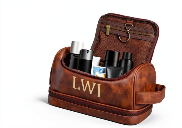 Sparklove Men's PU Leather Toiletry Bag TB02 Triple‑Layer Waterproof-1