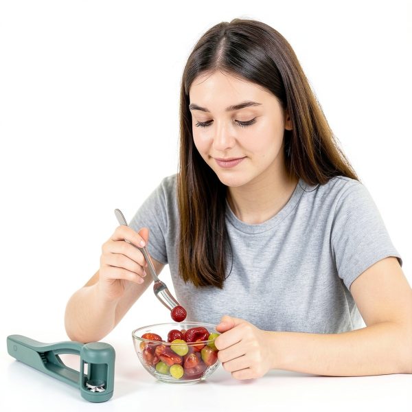 Grape Cutter, Quick Easy Grape Slicer, Strawberry Slicer, Stainless Steel Blades, Plastic Handle, Green, Fruit Cutter-5
