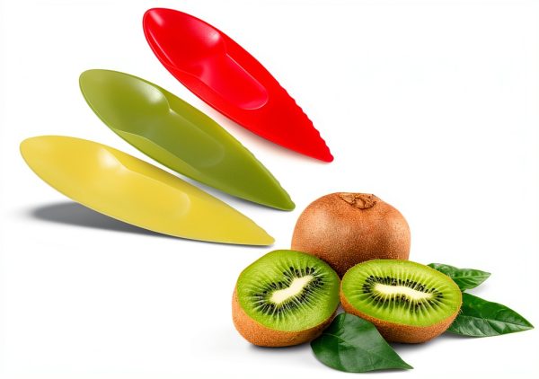 Kiwi Spoon Knife 3 Piece Set by AKOAK Plastic Fruit Skinner Divider-8