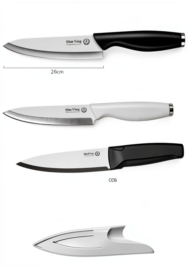 Ceramic Knife Set for Kitchen with Sheath: 100% Zirconia Pure Ceramic Sharp Blade Fruit Cutting Knives 9Pcs with Cover Rustproof Clean Cut Edge Black Handle, Black and White-0