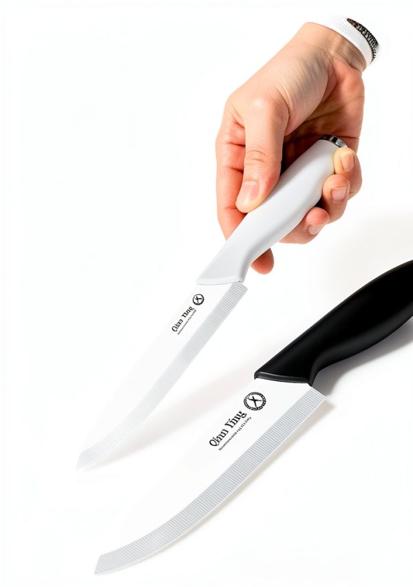 Ceramic Knife Set for Kitchen with Sheath: 100% Zirconia Pure Ceramic Sharp Blade Fruit Cutting Knives 9Pcs with Cover Rustproof Clean Cut Edge Black Handle, Black and White-3