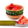 Stainless Steel Watermelon Slicer by BURIUS Easy Grip Green Fruit-2
