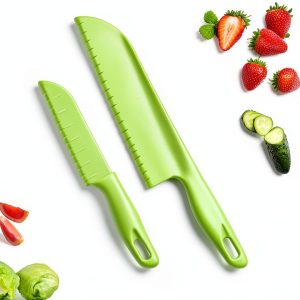 Green Plastic Knife Set jawbush 11" large 8.7" BPA‑Free Knife-0
