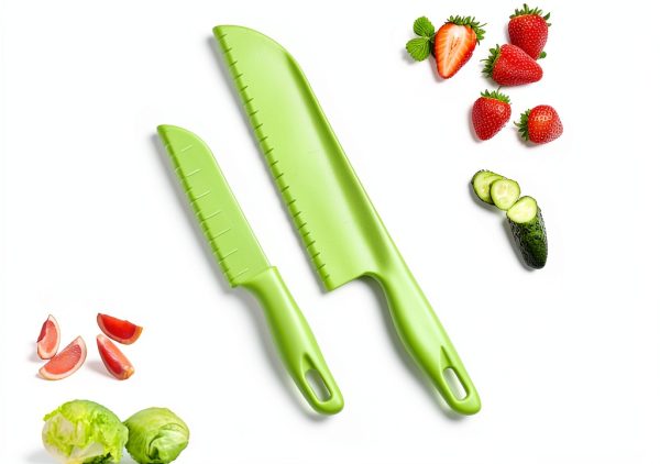 Green Plastic Knife Set jawbush 11" large 8.7" BPA‑Free Knife-0