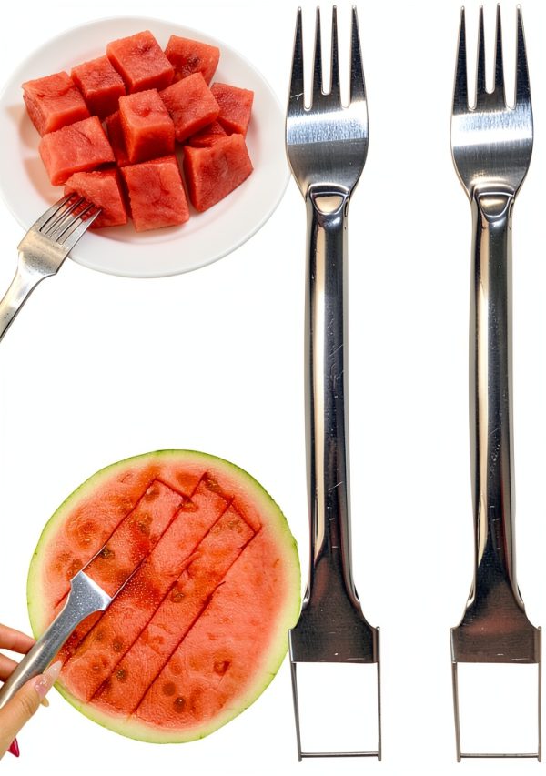 Watermelon Fork Slicer Cutter 2Pcs Stainless Steel Knife by Pesilo-0