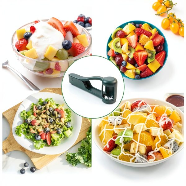 Grape Cutter, Quick Easy Grape Slicer, Strawberry Slicer, Stainless Steel Blades, Plastic Handle, Green, Fruit Cutter-4