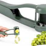 Grape Cutter, Quick Easy Grape Slicer, Strawberry Slicer, Stainless Steel Blades, Plastic Handle, Green, Fruit Cutter-0