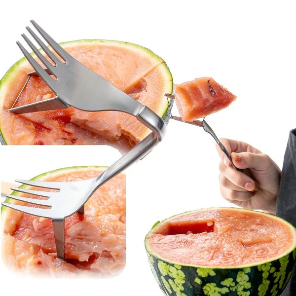 Watermelon Slicer 2 Pack 2-in-1 Stainless Steel Fork Knife Tendiren-1