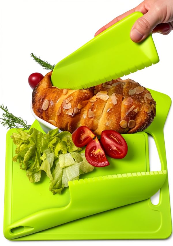Green Plastic Knife Set jawbush 11" large 8.7" BPA‑Free Knife-2