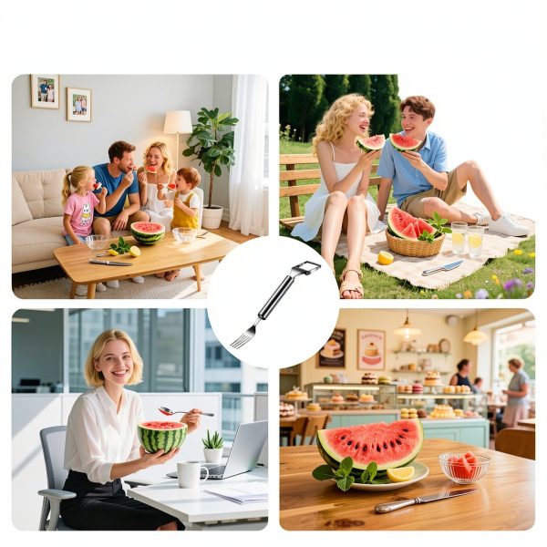 2-in-1 Stainless Steel Watermelon Slicer & Fork | Easy Cut, Serve, Enjoy | Kitchen & Camping Must-Have Tool for Fruit Salad, Parties, BBQ | Dishwasher Safe & Rust-Proof-5