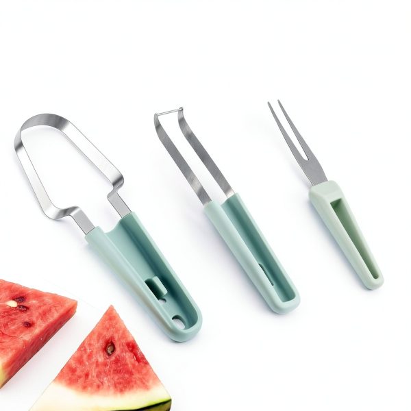 Watermelon Cutter 3 in 1 IURRDOP Stainless Steel Fruit Slicer Green-2