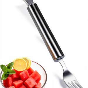 2-in-1 Stainless Steel Watermelon Slicer & Fork | Easy Cut, Serve, Enjoy | Kitchen & Camping Must-Have Tool for Fruit Salad, Parties, BBQ | Dishwasher Safe & Rust-Proof-0