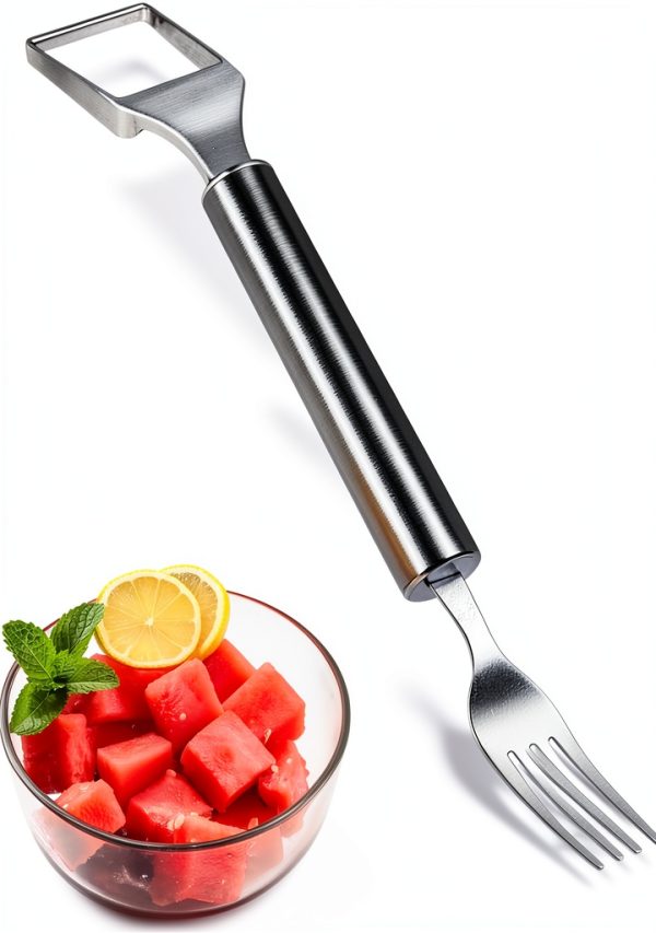 2-in-1 Stainless Steel Watermelon Slicer & Fork | Easy Cut, Serve, Enjoy | Kitchen & Camping Must-Have Tool for Fruit Salad, Parties, BBQ | Dishwasher Safe & Rust-Proof-0