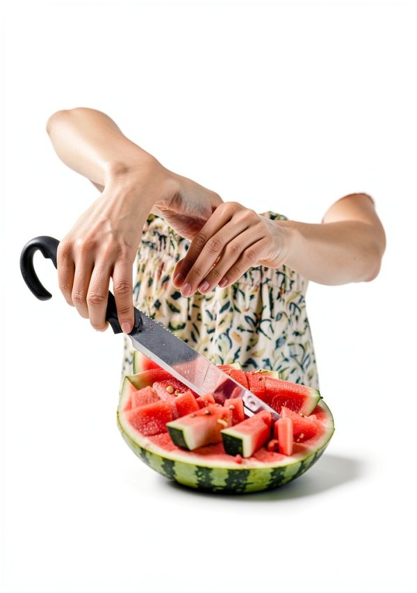 CrispTaste Watermelon Cutter with Retractable Fork, 2-in-1 Stainless-7