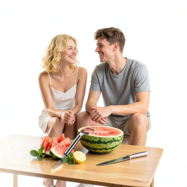 2-in-1 Stainless Steel Watermelon Slicer & Fork | Easy Cut, Serve, Enjoy | Kitchen & Camping Must-Have Tool for Fruit Salad, Parties, BBQ | Dishwasher Safe & Rust-Proof-4