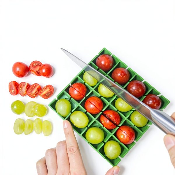 Grapes Cherry Tomatoes Cutter Yamteck 16 Piece Half Quarter Knife-2
