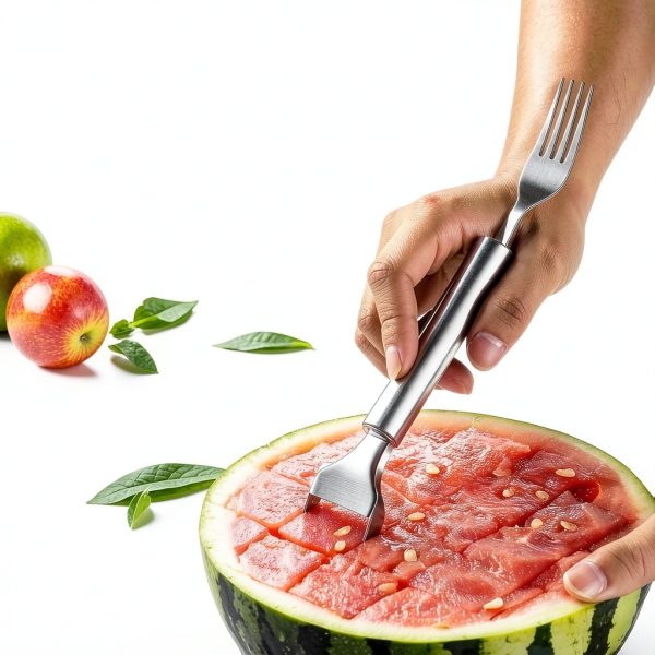 2-in-1 Stainless Steel Watermelon Slicer & Fork | Easy Cut, Serve, Enjoy | Kitchen & Camping Must-Have Tool for Fruit Salad, Parties, BBQ | Dishwasher Safe & Rust-Proof-6