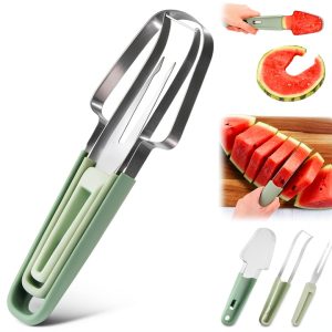 Watermelon Cutter 3 in 1 IURRDOP Stainless Steel Fruit Slicer Green-0