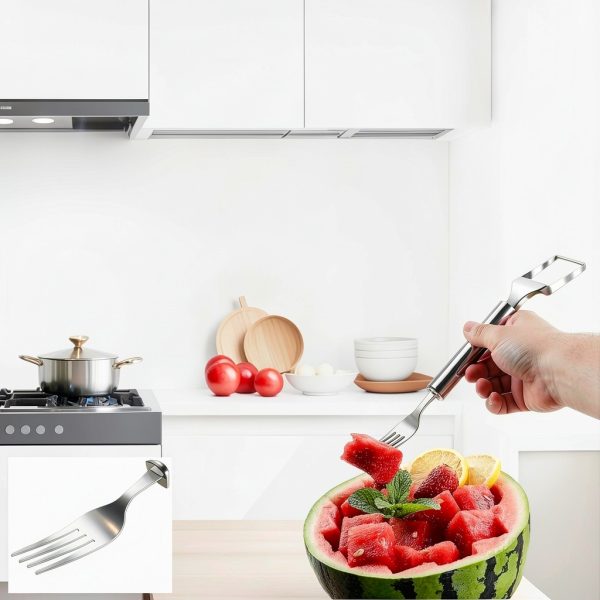 2-in-1 Stainless Steel Watermelon Slicer & Fork | Easy Cut, Serve, Enjoy | Kitchen & Camping Must-Have Tool for Fruit Salad, Parties, BBQ | Dishwasher Safe & Rust-Proof-7