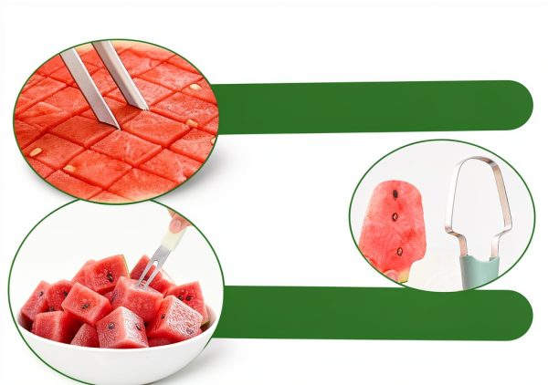 Watermelon Cutter 3 in 1 IURRDOP Stainless Steel Fruit Slicer Green-1