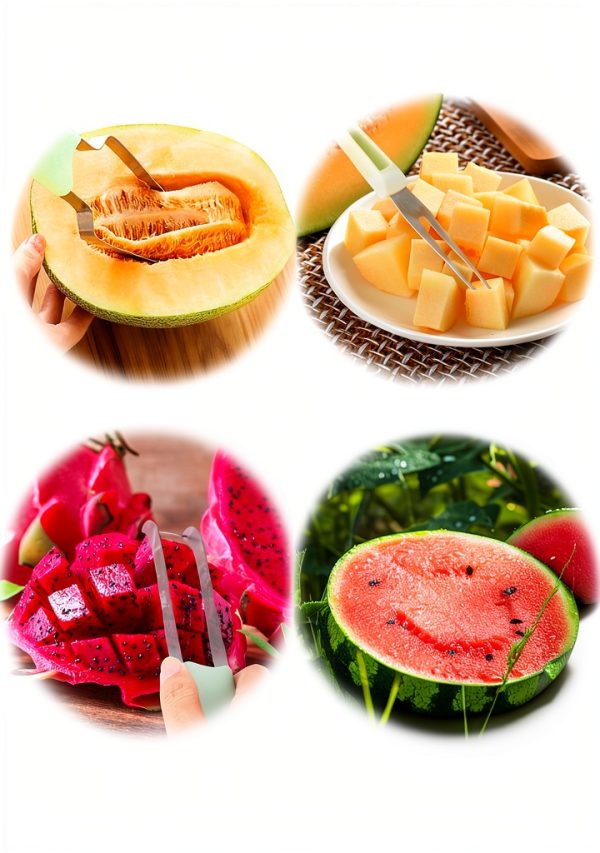 Watermelon Cutter 3 in 1 IURRDOP Stainless Steel Fruit Slicer Green-6