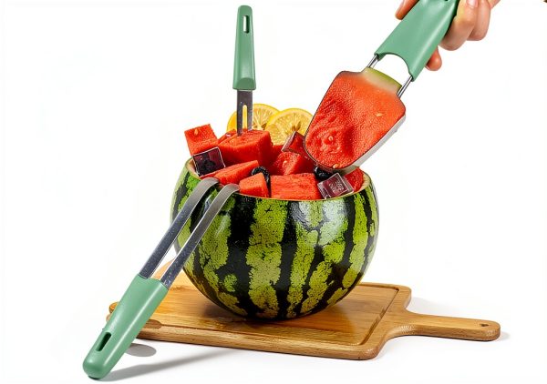 Watermelon Cutter JAYVAR 3-in-1 Melon Scoop & Popsicle Mould Green-1